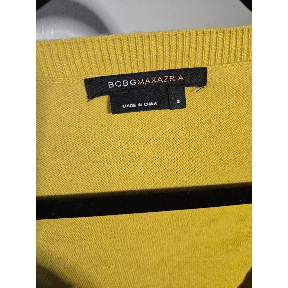 BCBG‎ Max Azria Yellow Longline Cardigan Y2K Lightweight Button Front Small - Picture 4 of 10